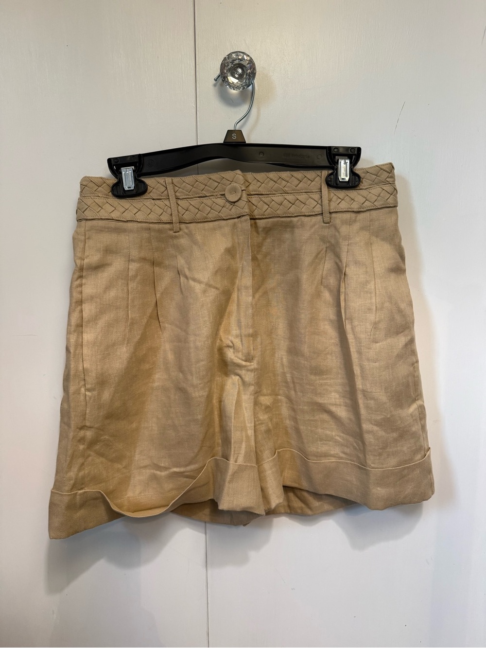 High-Rise Tan Braided-Waist Shorts - Women